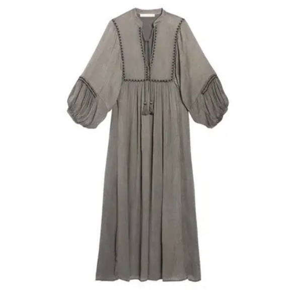 Vanessa Bruno Veronica Boho Chic Midi Dress Grey Size 6 - EU 38 - Picture 3 of 14